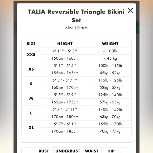 Boutique TALIA Reversible triangle Deep V BIKINI SET Size medium - Picture 11 of 11